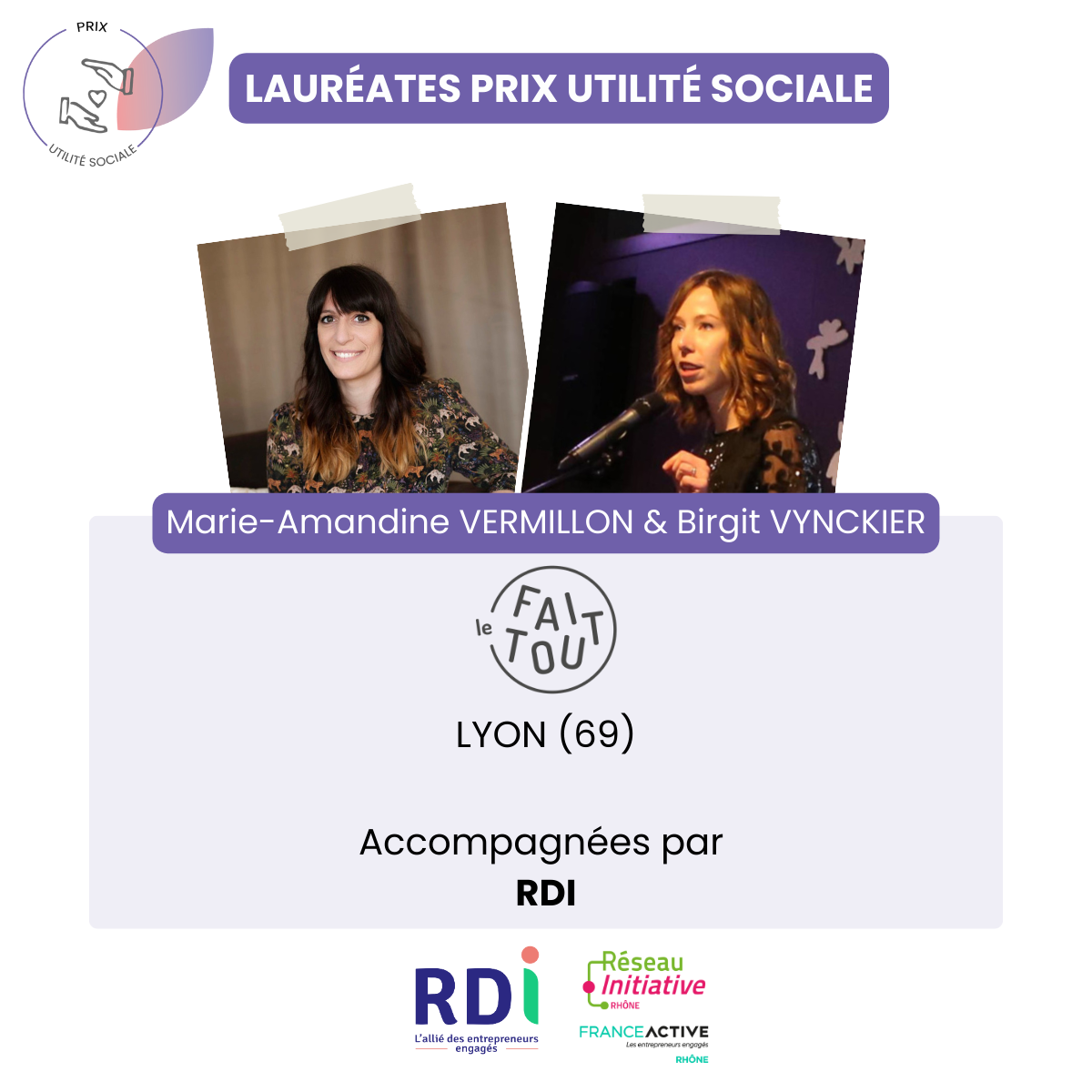 lauréates prix utilité sociale 2023 : Marie-Amandine Vermillon et Birgit Vynckier